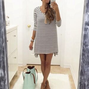 NEW Eleana short dress, stripes, high-low, 3/4 sleeves